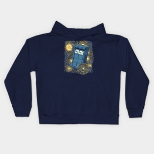 Traveling Blue Box Starry Night by Tobe Fonseca Kids Hoodie